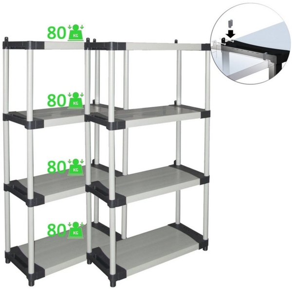 Kreher Schwerlastregal Set: 2 x Schwerlastregal Armadio mit 4 Ebenen