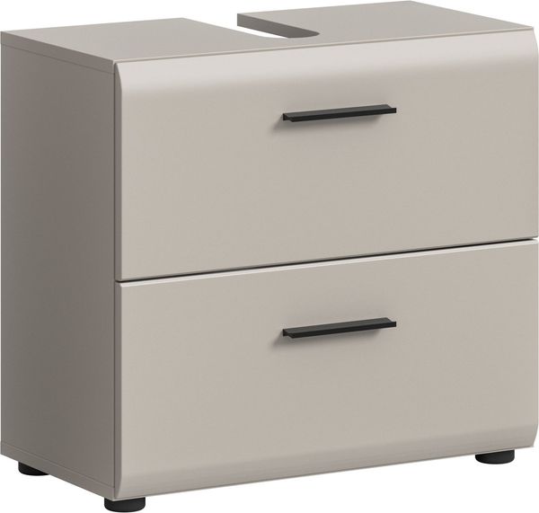 welltime Waschbeckenunterschrank FLORENZ, Breite 60 cm, 2 Schubkästen,ink. Siphonausschnitt (1-St, TOPSELLER) hochwertige MDF Front, Griff schwarz, Badschrank, Bad