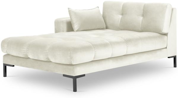 Micadoni Recamiere Mamaia 1-Sitzer Links Samt Bluvel Helles Beige schwarze Beine