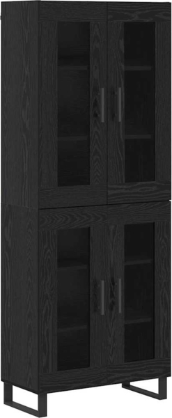 vidaXL Highboard 2 pcs Schwarz Eichen-Optik Engineered Wood und Glas 3403197