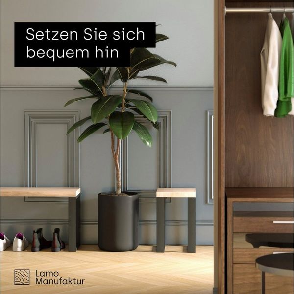 LAMO Manufaktur Sitzbank LSB Sitzbank (Komplett-Set, 3-Teilig), 40mm stake Massivholzplatte