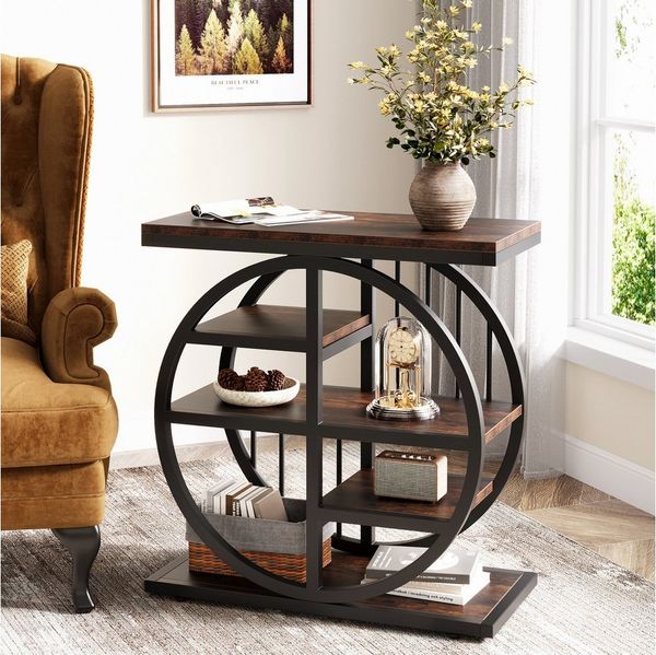 Tribesigns Beistelltisch 5-Tier Beistelltisch Schmaler Holz, 60 x 30 cm Couchtisch Sofatisch