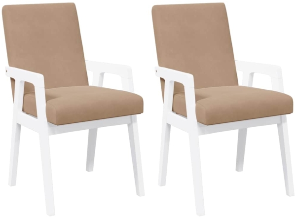 vidaXL Esszimmerstühle mit Kissen 2 Stk. Weiß Massivholz Gummibaum 4102485