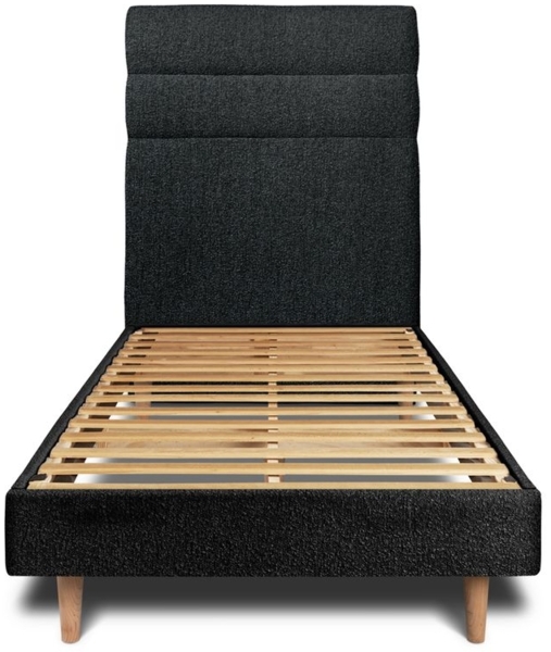 Bett mit gefüttertem Kopfteil – Bouclé-Stoff - 90x200 cm