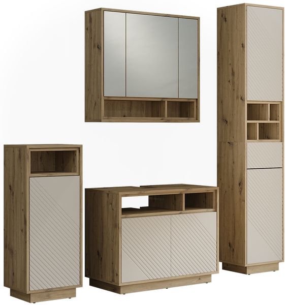 Badmöbel-Set Beatrice Cashmere/Artisan-Eiche 4-er Set Vicco