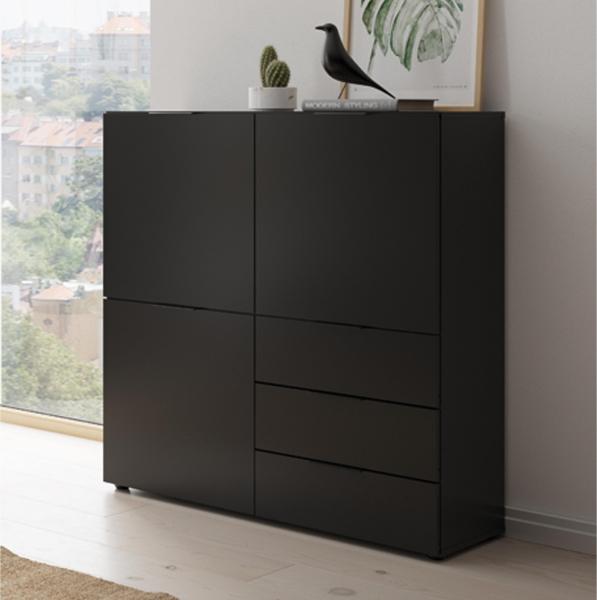 Kommode >Domenico< in Schwarz Perl - 100x101x32cm (BxHxT)