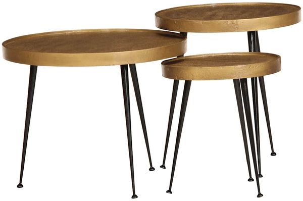 vidaXL Couchtisch 3 Stk. Golden Holzwerkstoff 373640