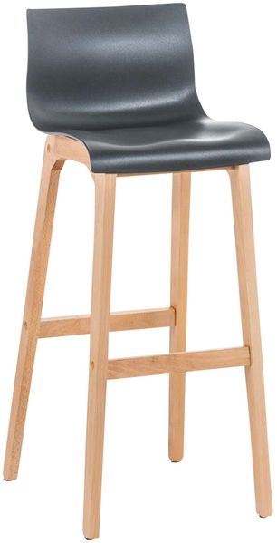 Barhocker DELHI - Grau, Holz Barhocker mit Lehne Barstuhl Tresenhocker Tresenstuhl Kneipenhocker Kneipenstuhl