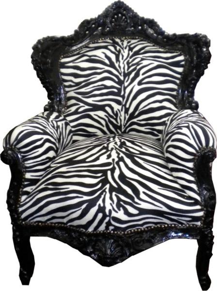 Casa Padrino Barock Sessel King Zebra / Schwarz 85 x 85 x H. 120 cm - Antik Stil Möbel