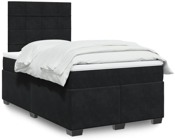 vidaXL Boxspringbett mit Matratze, Samt schwarz, 120 x 190 cm