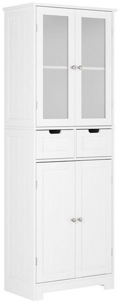 HOMECHO Hochschrank Badezimmerschrank Badschrank mit 4 Türen 2 Schubladen Weiß Bild 4