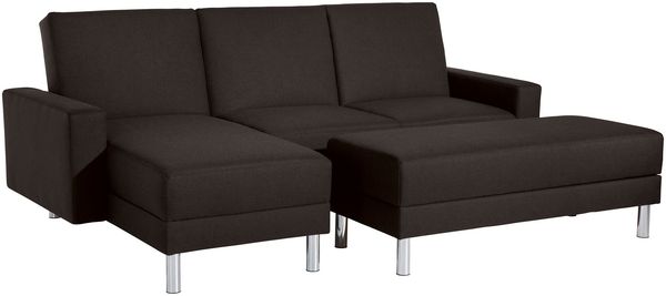 Funktionssofa mit Hocker Katryna Flachgewebe schoko