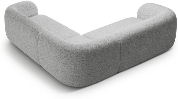 Micadoni Ecksofa Kate 5-Sitzer Strukturierter Stoff Hellgrau Melange Bild 3