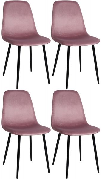 4er Set Esszimmerstühle Napier Samt pink
