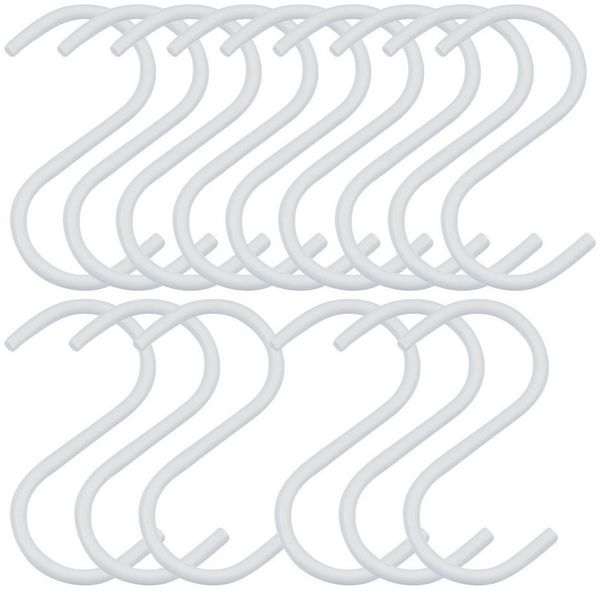 SO-TECH® S-Haken für Rundstäbe bis Ø 30 mm für Garderoben, Küchenreling uvm, (Spar-Set, 15-St), Weiß Satin pulverbeschichtet