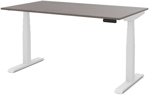 ASSMANN Elektrisch Höhenverstellbarer Familien Schreibtisch Pitino 140x70cm Sichtbeton Anthrazit Signalweiß Metall Holz