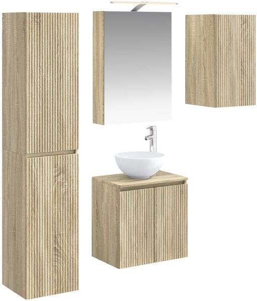 vidaXL Badezimmerschrank-Set 5 pcs Sonoma-Eiche 50 x 14,5 x 70 cm 3407289