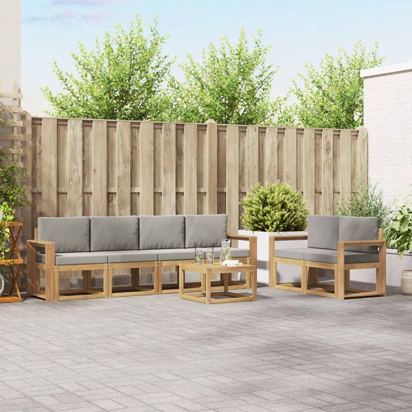 vidaXL Outdoor-Sofagarnitur 7 pcs Weiß und Hellgrau 59 x 59 x 37 cm 3387285