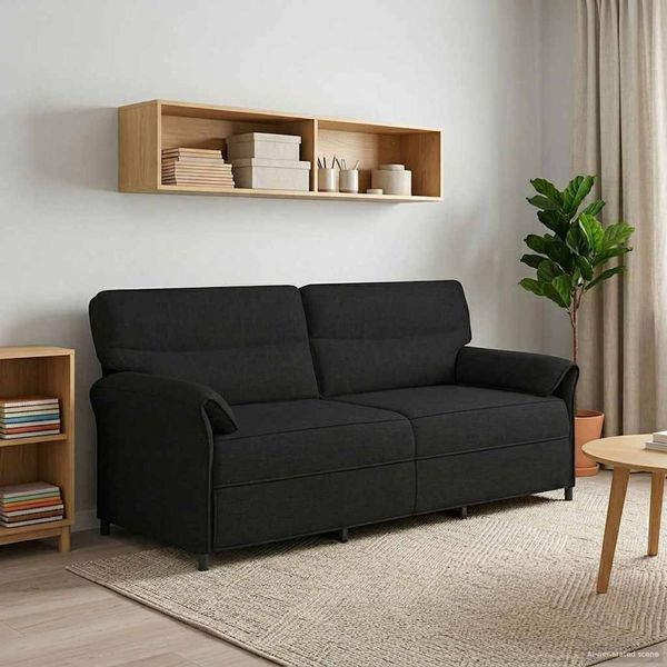 vidaXL 3-Sitzer-Sofa Schwarz 198 x 83 x 95 cm Stoff 42033913