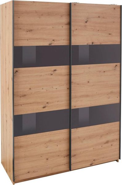 Schwebetürenschrank ALTONA 2-trg. Eiche Glas grey 135 cm