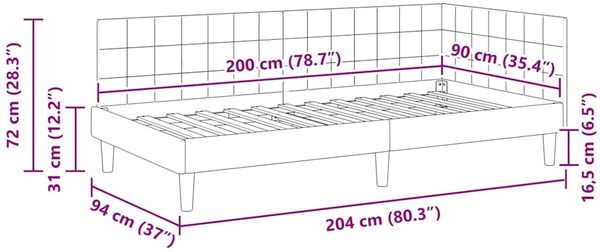 vidaXL Eckbettgestell mit Kopfteil Gelb 90 cm x 200 cm Samt 42016434 Bild 11