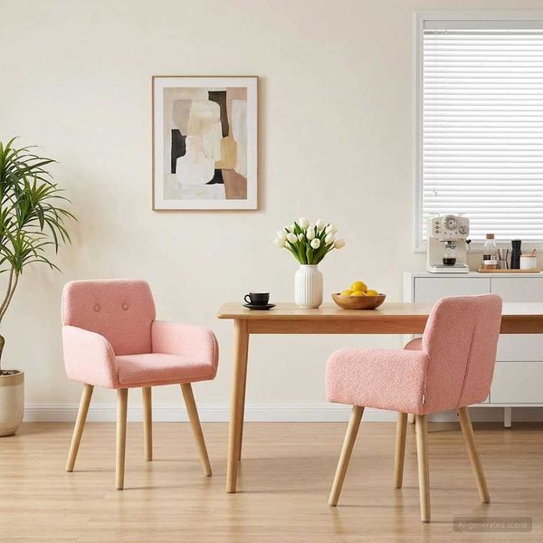vidaXL Esszimmerstühle 2 pcs Bouclé Rosa 59 x 57 x 85 cm 42034326