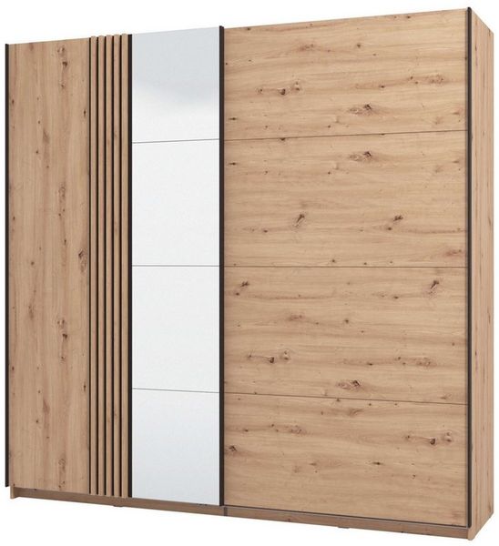 INOSIGN Schwebetürenschrank Ascalon, mit Spiegel und Lamellen 3D, FSC-zertifiziert, Made in Europe 220x61x217,5cm, 3 verschiedene Innenaussattungen-individuell wählbar
