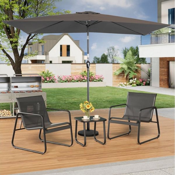 Angel Living Sonnenschirm 200x300 cm Rechteckig Marktschirm Gartenschirm Terrassenschirm Kurbel, LxB: 200x300 cm, für Terasse, Garten, Balkon, Gastro, Windfest, mit UV-Schutz 50+