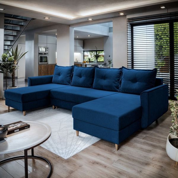 Masseno Ecksofa VERNI mit Schlaffunktion U-Form, Sofa mit Bettkasten
