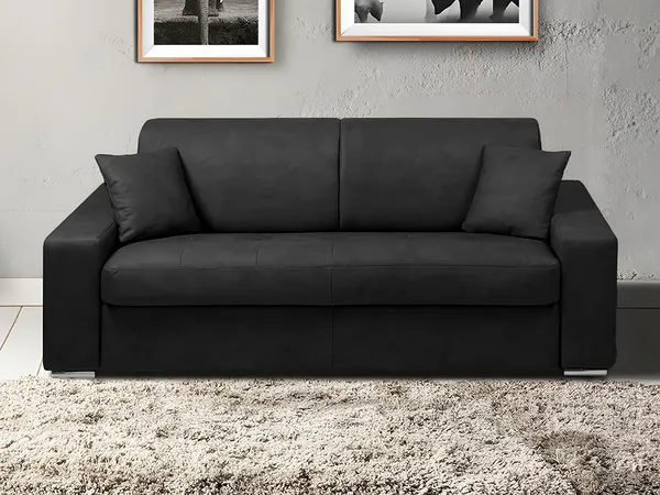 Vente-unique - EMIR Sofa Kunstleder Schwarz - B 223 cm94 cm x H 85 cm x L 204 cm