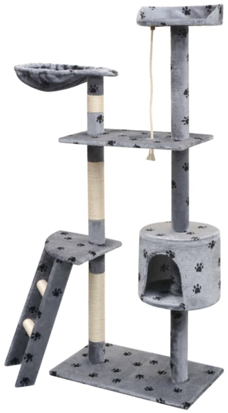 vidaXL Katzen-Kratzbaum 150 cm Pfoten-Aufdruck Grau 170486