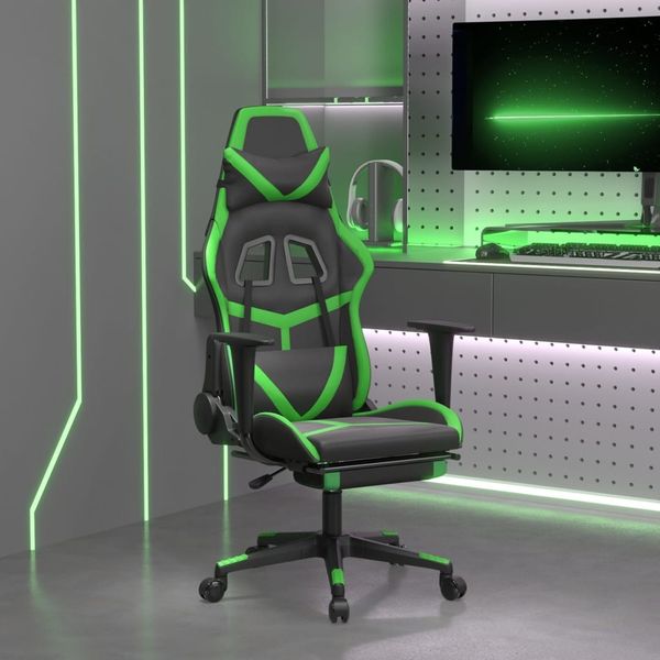 vidaXL Gaming-Stuhl mit Fußstütze Schwarz und Grün Kunstleder 3143679