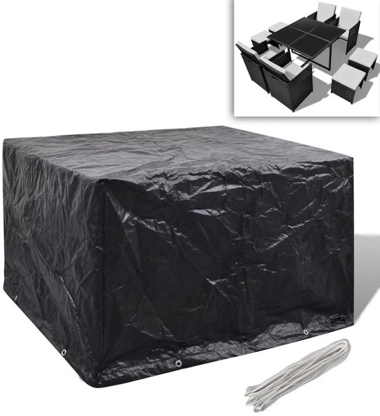 vidaXL Gartenmöbel-Abdeckung mit 8 Ösen, Polyethylen schwarz, 113 x 113 x 73 cm