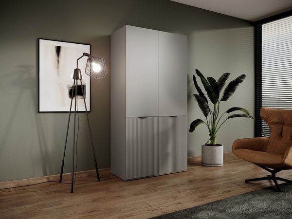 Compleo Kleiderschrank mit Fronten gefräst und 2x Kleiderstange, Modern design, (NATALS) geräumige Garderobe