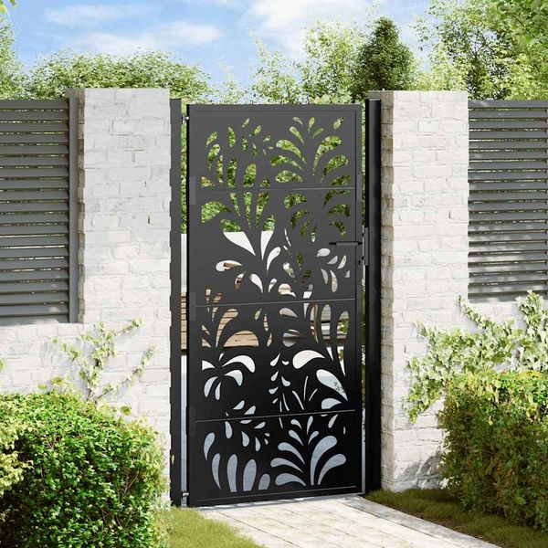 vidaXL Gartentor Schwarz 100x175 cm Stahl Wellendesign 4100972
