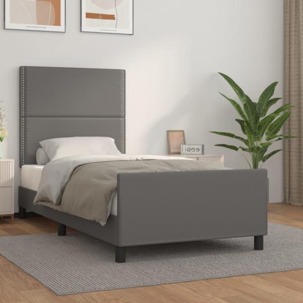 vidaXL Bettgestell mit Kopfteil Grau 80x200 cm Kunstleder 3125480