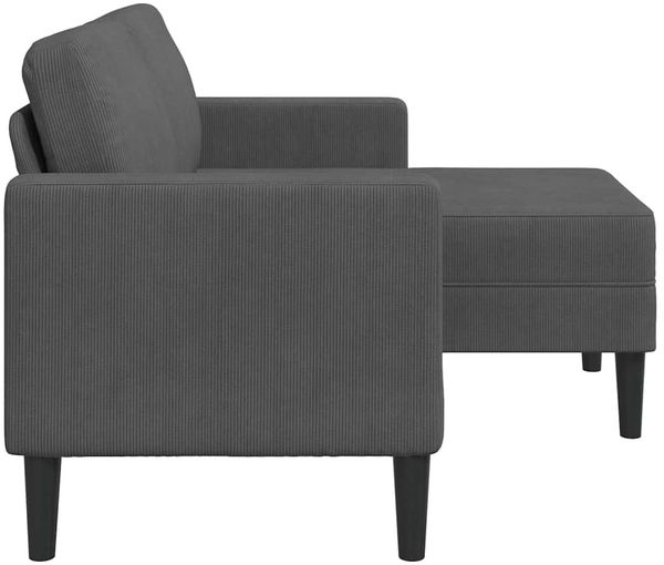 vidaXL 2-Sitzer-Sofa mit Chaiselongue L-förmig Dunkelgrau 125 cm Leinen 4107077 Bild 4