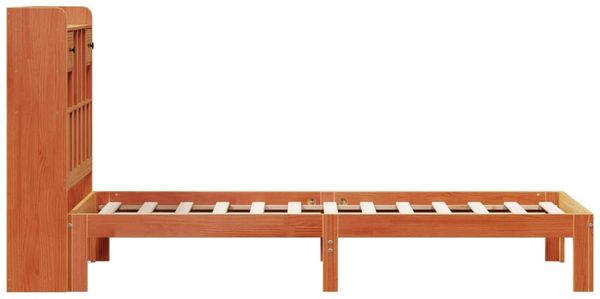vidaXL Massivholzbett mit Regal ohne Matratze Wachsbraun 75x190 cm 3322611 Bild 5