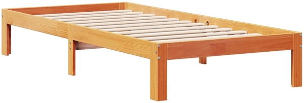 vidaXL Massivholzbett mit Regal ohne Matratze Wachsbraun 75x190 cm 3322611 Bild 8