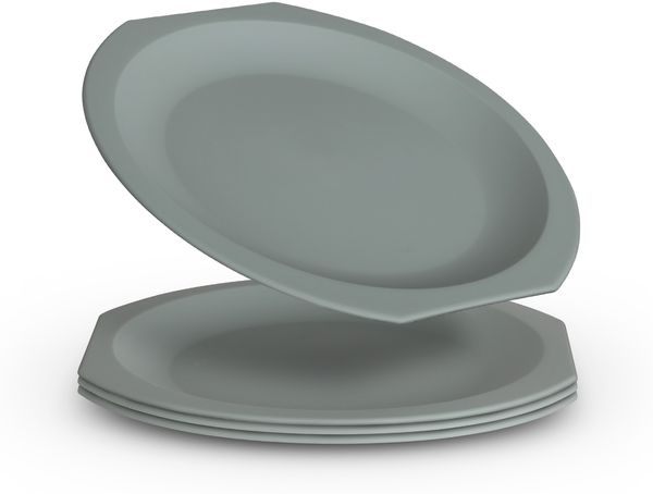 Plastikteller Mehrweg Bruchfester PP Kunststoff ( Ø23cm ) Grün 4er-Pack