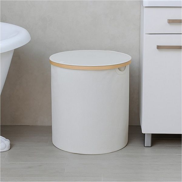 HTI-Living Wäschetonne kleiner runder Wäschekorb Ilian Weiß (Stück, 1 St, 1 Wäschesammler), Wäschebehälter Wäschesammler Wäschebox