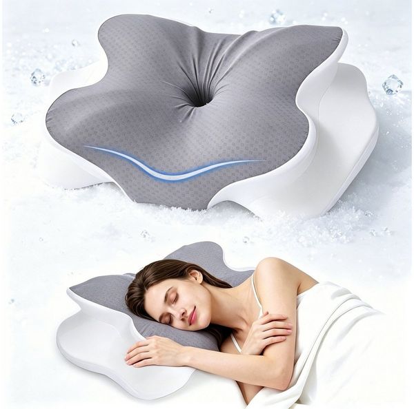 Elegear Nackenstützkissen Nackenkissen orthopädisches kissen kühlend ergonomisches kopfkissen, Füllung: Memory-Schaum, Bezug: Hautfreundlicher Kühlbezug, Seitenschläfer, Bauchschläfer, Rückenschläfer, nackenstützkissen, kopfkissen gegen Nacken-und Schu...