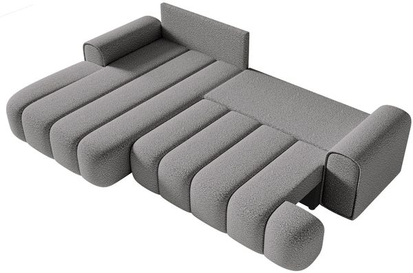 Selsey 'Dandelino' Ecksofa mit Schlaffunktion, Stauraum und Bouclé-Bezug, grau, links, 80 x 275 x 168 cm Bild 4