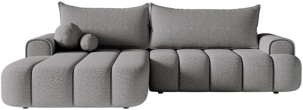 Selsey 'Dandelino' Ecksofa mit Schlaffunktion, Stauraum und Bouclé-Bezug, grau, links, 80 x 275 x 168 cm Bild 6