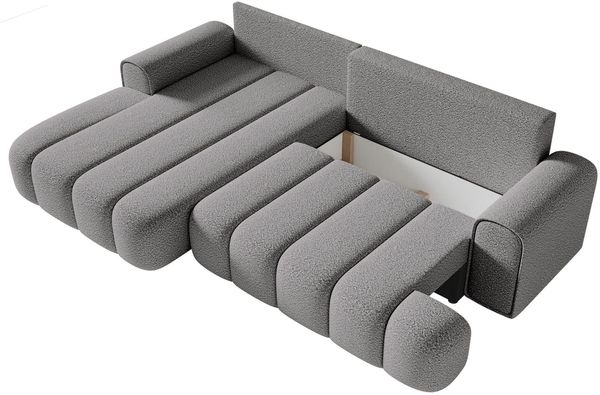 Selsey 'Dandelino' Ecksofa mit Schlaffunktion, Stauraum und Bouclé-Bezug, grau, links, 80 x 275 x 168 cm Bild 7