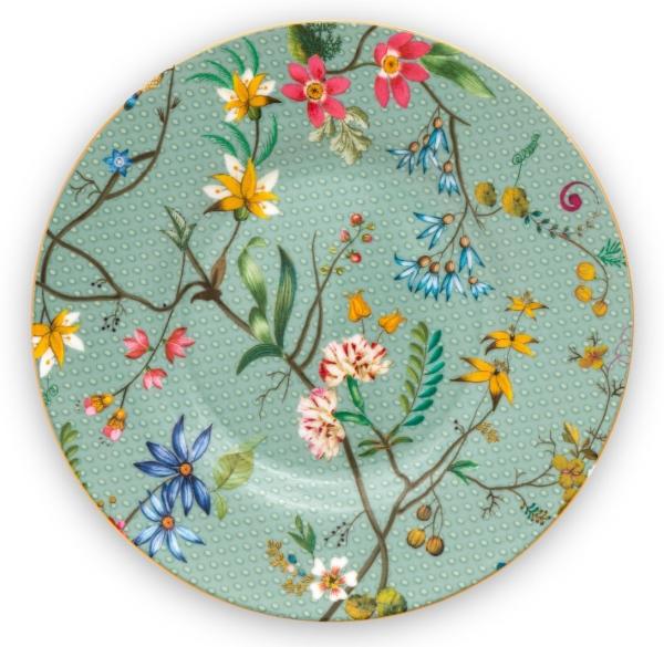 PiP Studio Brotteller Jolie Flowers Blue Teller (Petit Four) 12 cm, Petit Four Jolie Flowers Blue 12cm