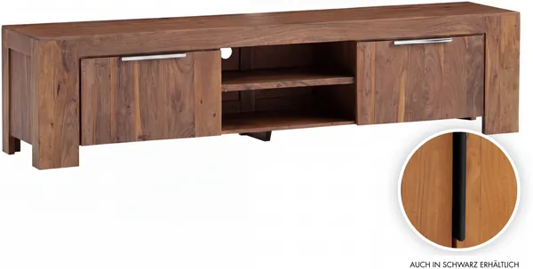 TV-Lowboard massivum Osbon TV-Bank Akazie Massivholz braun 200x48x45 cm TV-Board Fernsehmöbel Wohnzimmer TV-Schrank für große Fernseher