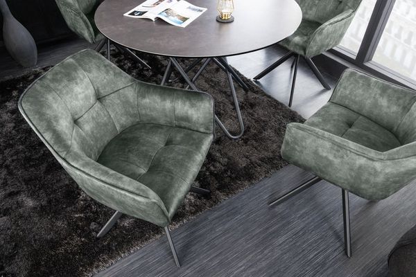 riess-ambiente Esszimmerstuhl LOFT grün / schwarz (Einzelartikel, 1 St), Küche · Samt · Metall · 180° drehbar · Industrial