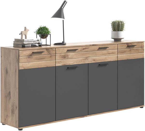 Sideboard Montery / Mason, Holzwerkstoff, Grau, Holzfarben, 200 x 91 x 40 cm