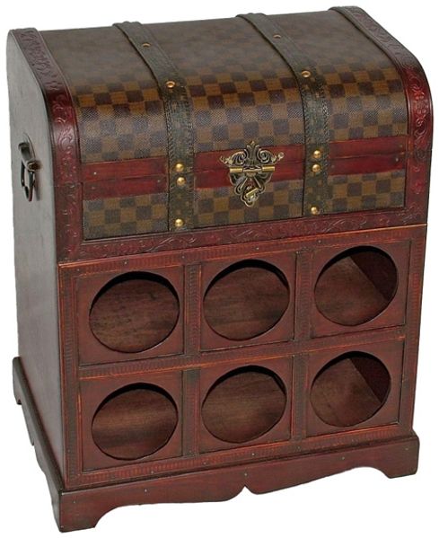 Weinregal GEUC Kolonialstil - Holz Dunkelbraun 48 x 41 x 30,5 cm | Weinständer Flaschenregal Weinbar Weinschrank